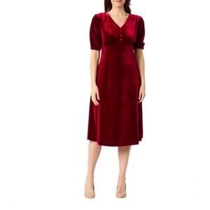 Briggs Womens Velvet Dress Size Small Dark Red Burgundy Pockets Soft Midweight